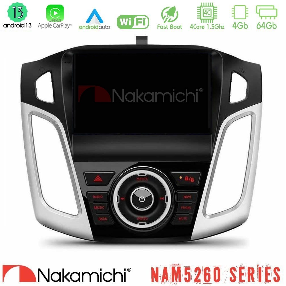 Nakamichi NAM5260 Series 4Core Android13 4+64GB Ford Focus 2012-2018 Navigation Multimedia Tablet 9" Με Carplay & Android Auto
