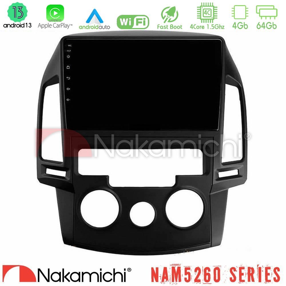 Nakamichi NAM5260 Series 4Core Android13 4+64GB Hyundai i30 2007-2012 Manual A/C Navigation Multimedia Tablet 9" Με Carplay & Android Auto
