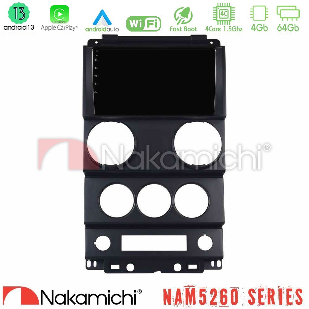 Nakamichi NAM5260 Series 4Core Android13 4+64GB Jeep Wrangler 2Door 2008-2010 Navigation Multimedia Tablet 9" Με Carplay & Android Auto
