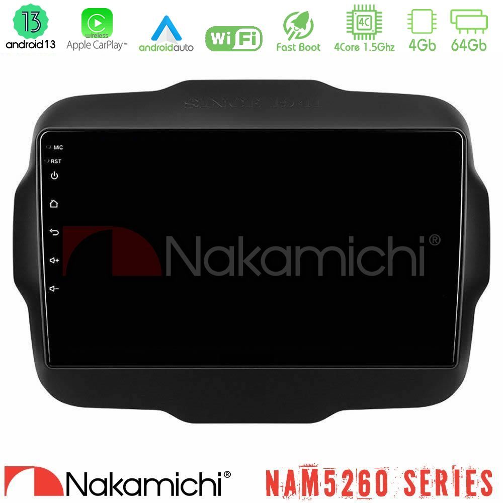 Nakamichi NAM5260 Series 4Core Android13 4+64GB Jeep Renegade 2015-2019 Navigation Multimedia Tablet 9" Με Carplay & Android Auto