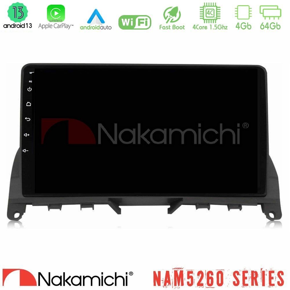 Nakamichi NAM5260 Series 4Core Android13 4+64GB Mercedes C-Class W204 2008-2011 Navigation Multimedia Tablet 9" Με Carplay & Android Auto