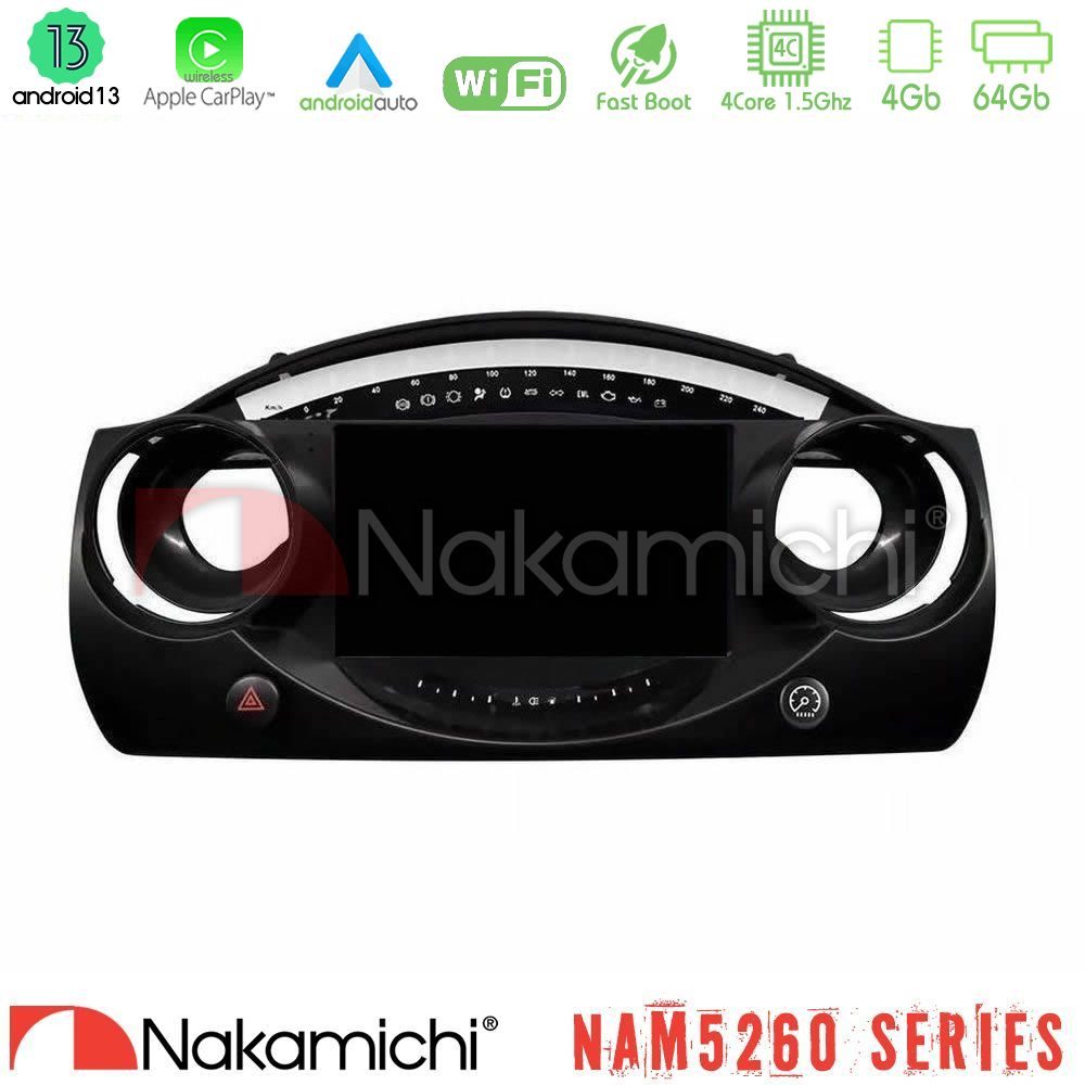 Nakamichi NAM5260 Series 4Core Android13 4+64GB Mini Cooper R50 Navigation Multimedia Tablet 9" Με Carplay & Android Auto