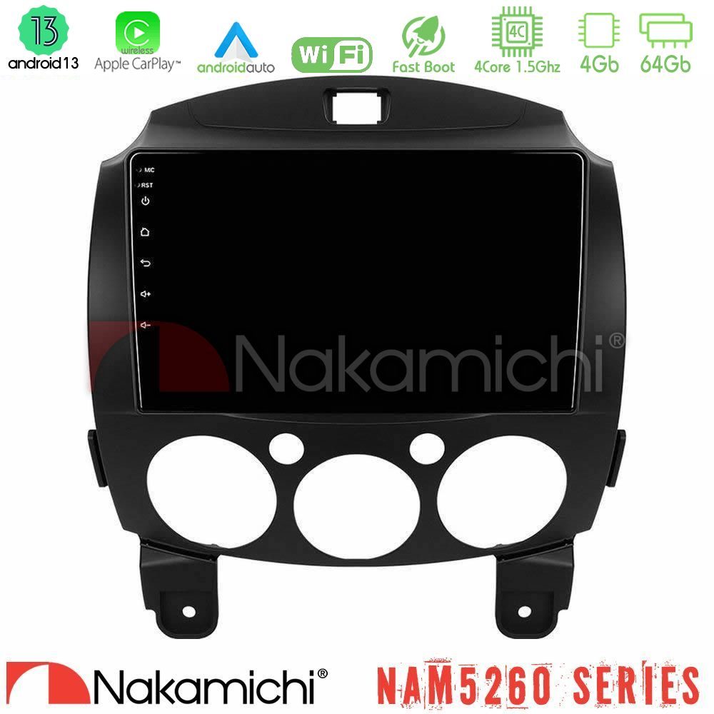 Nakamichi NAM5260 Series 4Core Android13 4+64GB Mazda 2 2008-2014 Navigation Multimedia Tablet 9" Με Carplay & Android Auto
