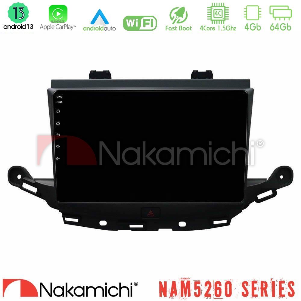 Nakamichi NAM5260 Series 4Core Android13 4+64GB Opel Astra K 2015-2019 Navigation Multimedia Tablet 9" Με Carplay & Android Auto