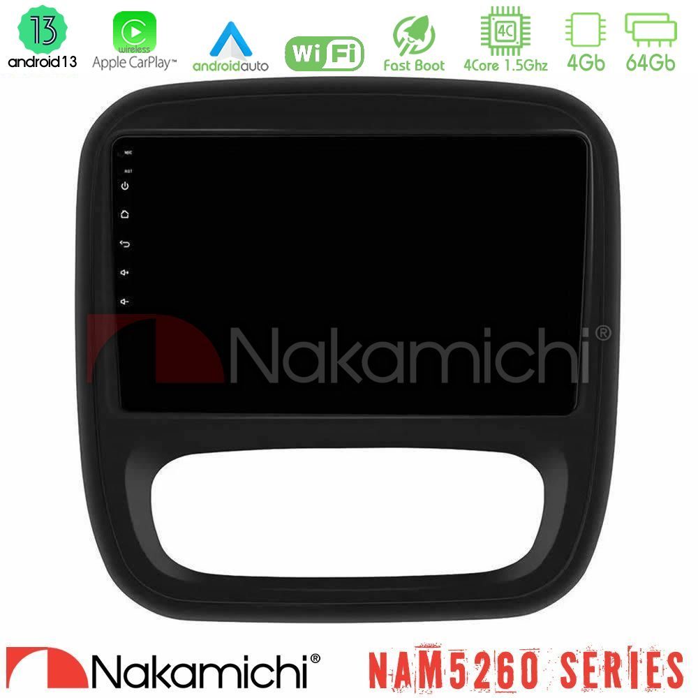 Nakamichi NAM5260 Series 4Core Android13 4+64GB Renault/Nissan/Opel/Fiat Navigation Multimedia Tablet 9" Με Carplay & Android Auto
