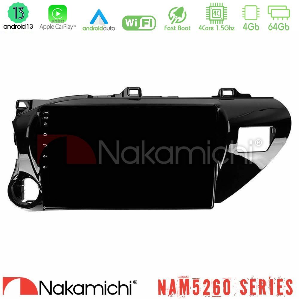 Nakamichi NAM5260 Series 4Core Android13 4+64GB Toyota Hilux 2017-2021 Navigation Multimedia Tablet 10" Με Carplay & Android Auto