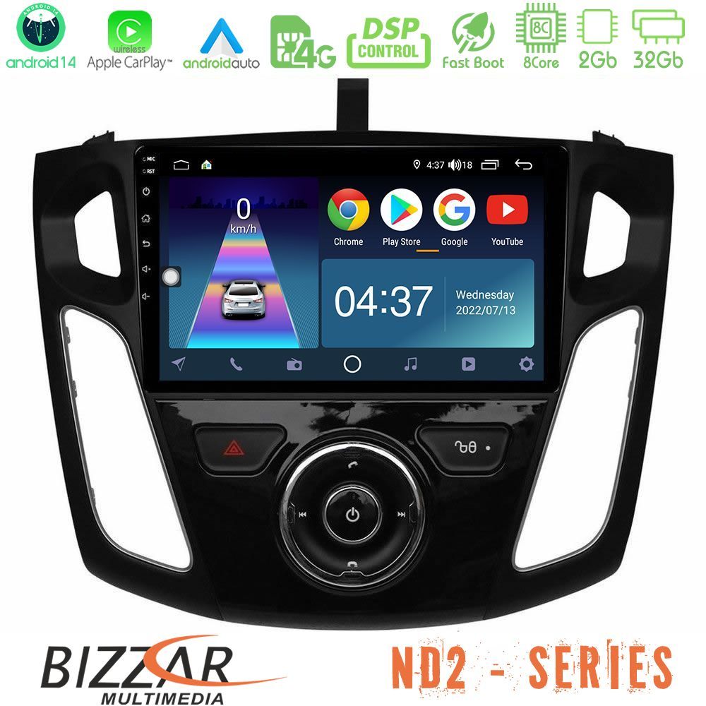 Bizzar ND2 Series 8Core Android14 2+32GB  Ford Focus 2012-2018 Navigation Multimedia Tablet 9" Με Carplay & Android Auto