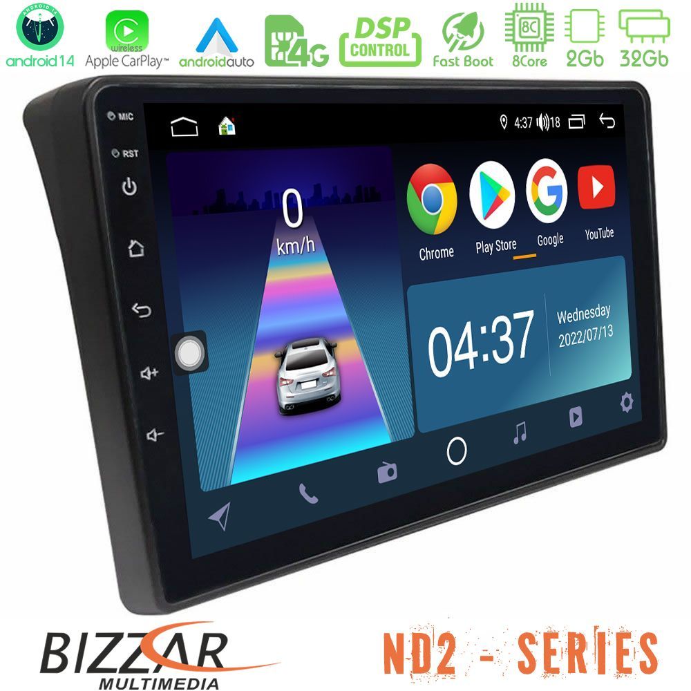Bizzar ND2 Series 8Core Android14 2+32GB  Fiat Ducato/Citroen Jumper/Peugeot Boxer Navigation Multimedia Tablet 9" Με Carplay & Android Auto