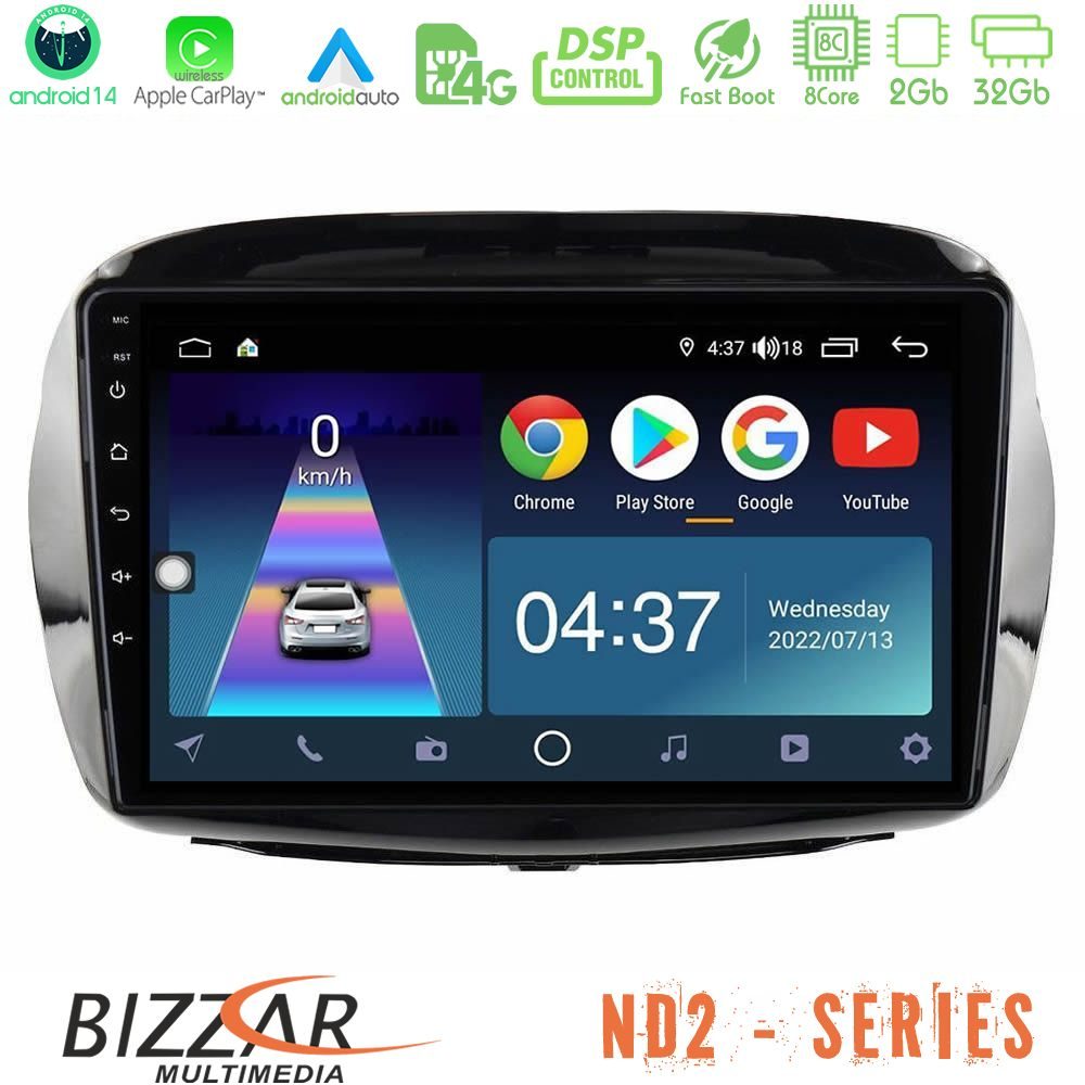 Bizzar ND2 Series 8Core Android14 2+32GB Honda FR-V 2004-2009 Navigation Multimedia Tablet 10" Με Carplay & Android Auto