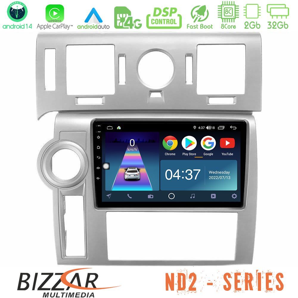 Bizzar ND2 Series 8Core Android14 2+32GB  Hummer H2 2008-2009 Navigation Multimedia Tablet 9" Με Carplay & Android Auto