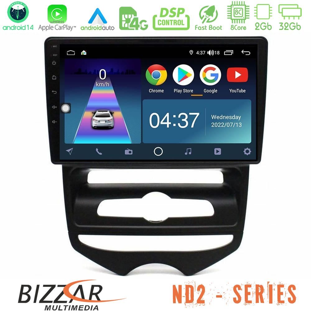 Bizzar ND2 Series 8Core Android14 2+32GB Hyundai ix20 2010-2020 (MANUAL A/C) Navigation Multimedia Tablet 10" Με Carplay & Android Auto