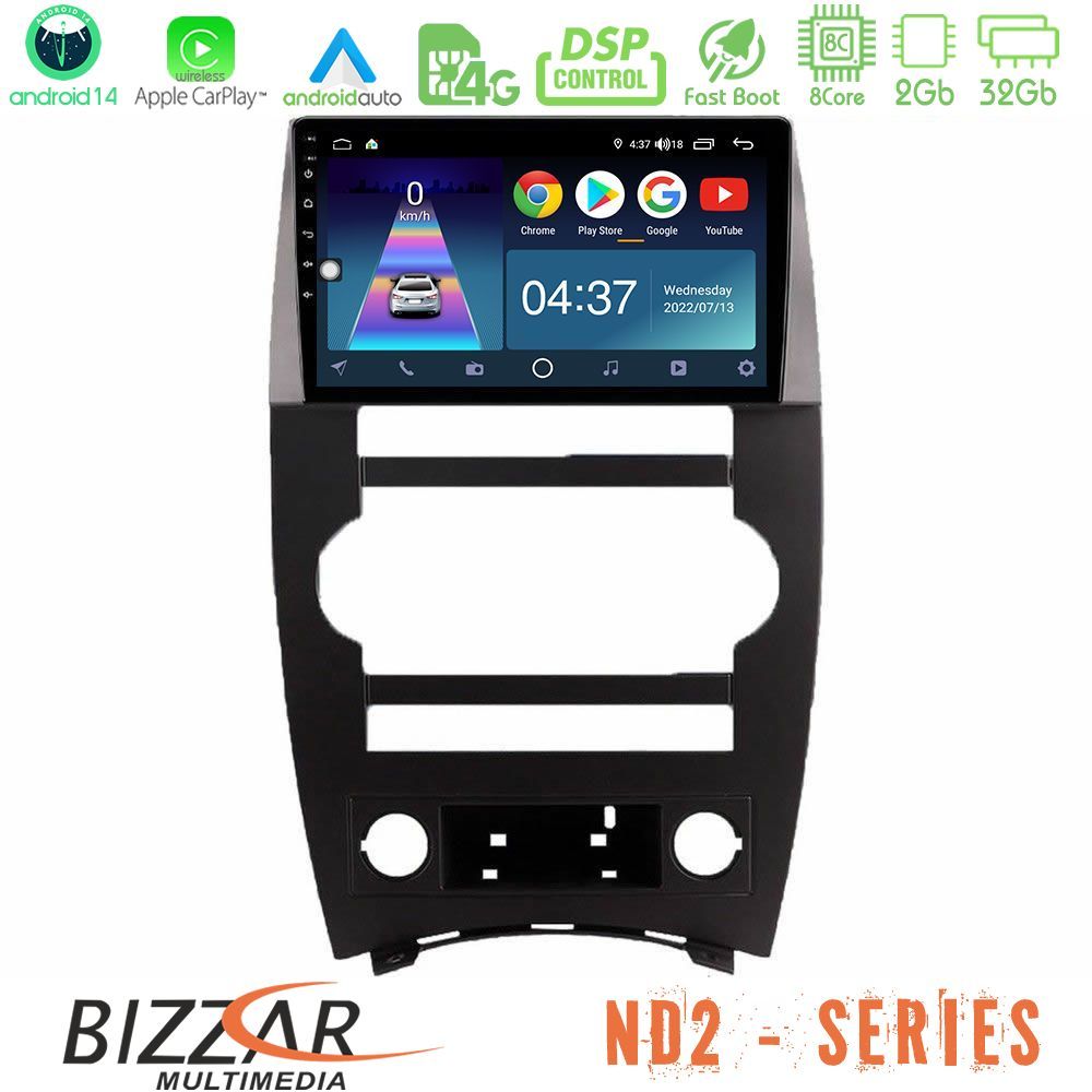 Bizzar ND2 Series 8Core Android14 2+32GB  Jeep Commander 2007-2008 Navigation Multimedia Tablet 9" Με Carplay & Android Auto