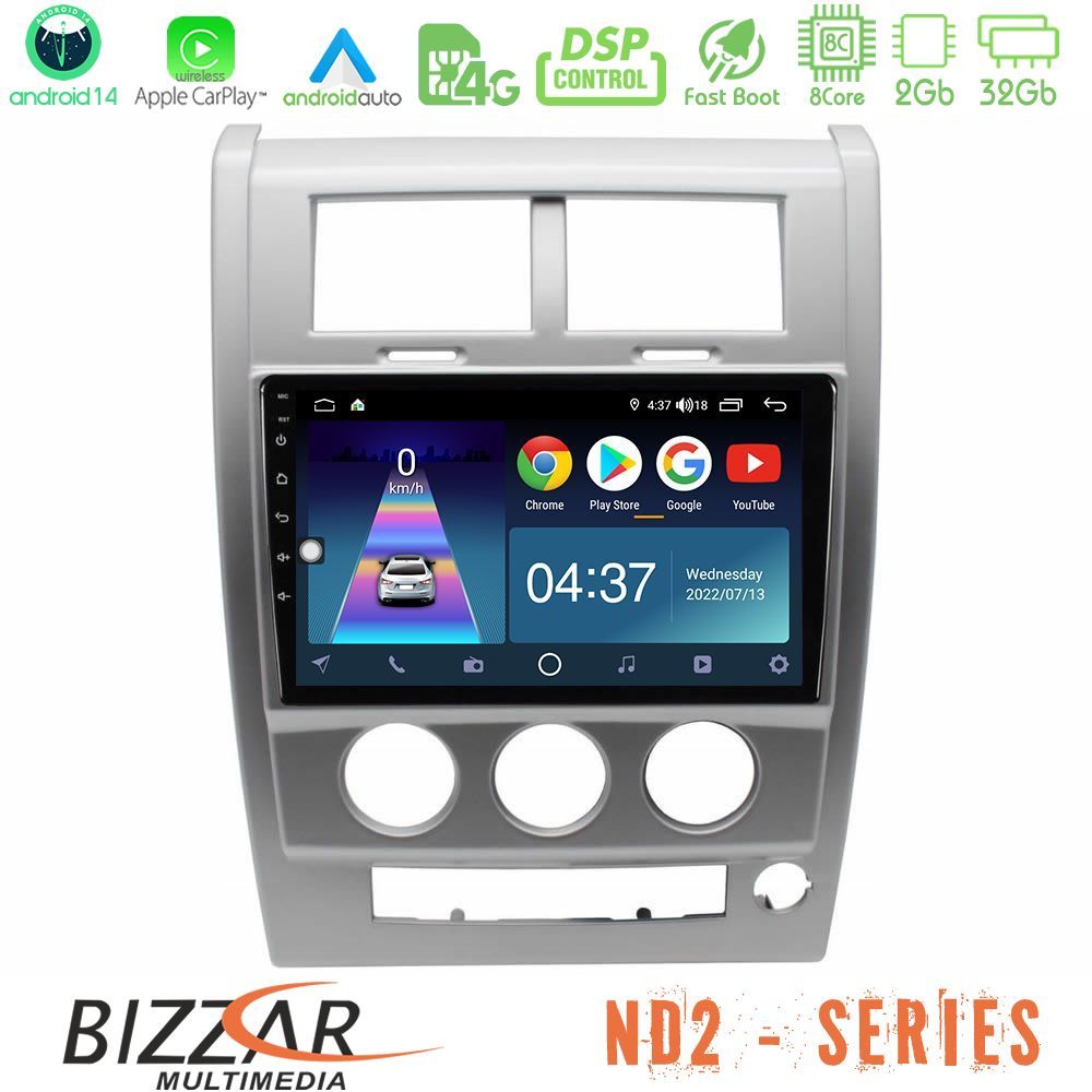 Bizzar ND2 Series 8Core Android14 2+32GB  Jeep Cherokee (KK) 2008-2012 Navigation Multimedia Tablet 10" Με Carplay & Android Auto
