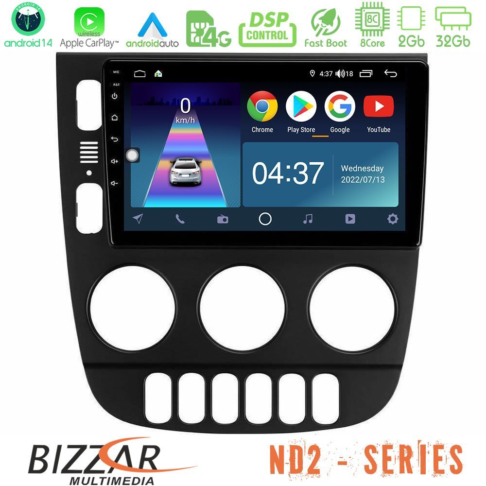 Bizzar ND2 Series 8Core Android14 2+32GB  Mercedes ML Class 1998-2005 Navigation Multimedia Tablet 9" Με Carplay & Android Auto