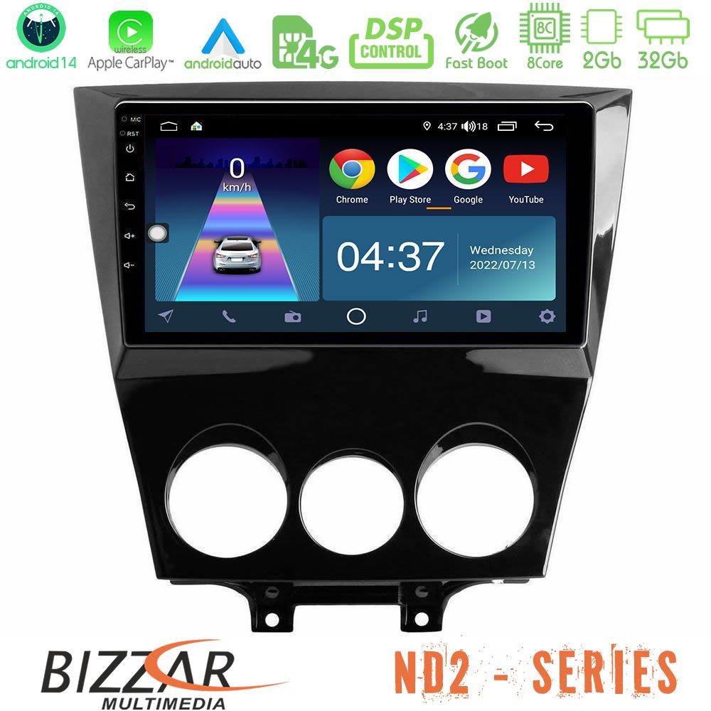 Bizzar ND2 Series 8Core Android14 2+32GB  Mazda RX8 2008-2012 Navigation Multimedia Tablet 9" Με Carplay & Android Auto