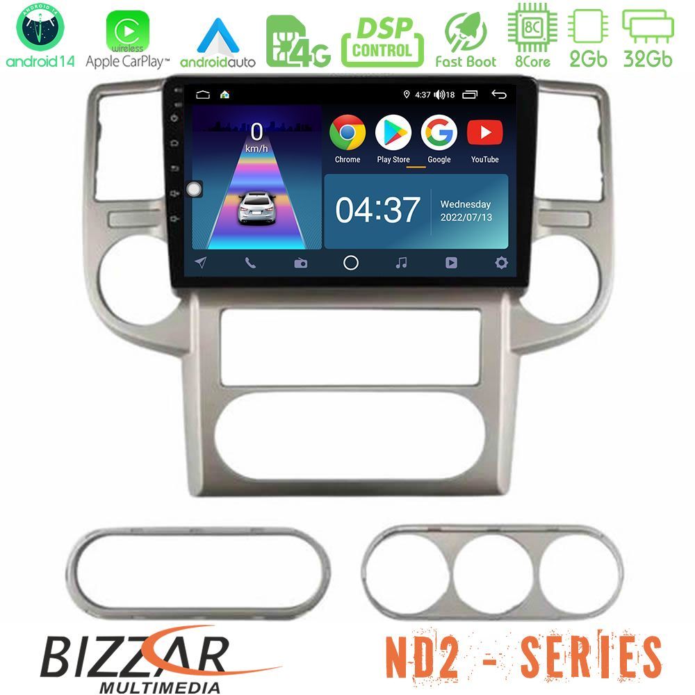 Bizzar ND2 Series 8Core Android14 2+32GB  Nissan X-Trail 2003-2007 Navigation Multimedia Tablet 10" Με Carplay & Android Auto