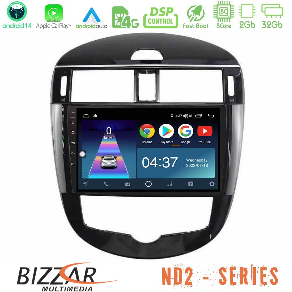 Bizzar ND2 Series 8Core Android14 2+32GB  Nissan Pulsar 2015-2018 Navigation Multimedia Tablet 9" Με Carplay & Android Auto