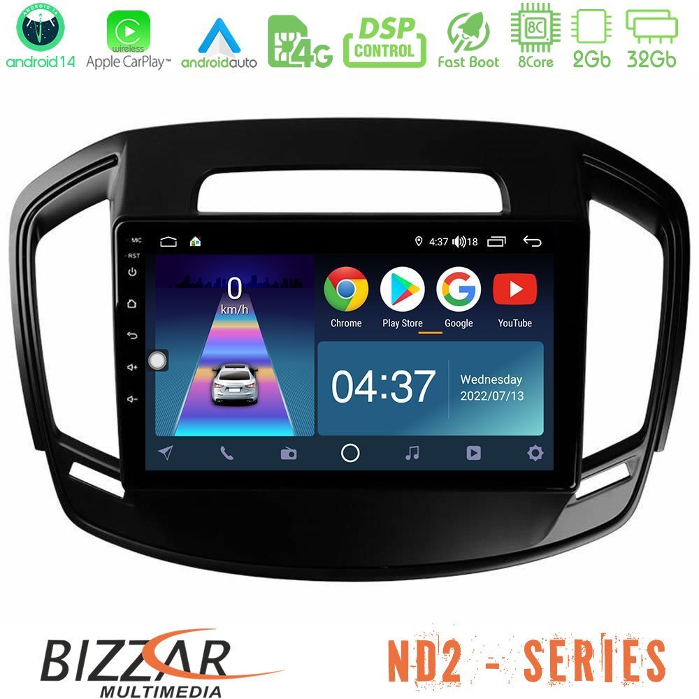 Bizzar ND2 Series 8Core Android14 2+32GB  Opel Insignia 2014-2017 Navigation Multimedia Tablet 9" Με Carplay & Android Auto