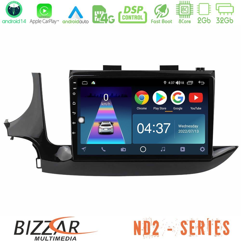 Bizzar ND2 Series 8Core Android14 2+32GB  Opel Mokka 2016-2020 Navigation Multimedia Tablet 9" Με Carplay & Android Auto