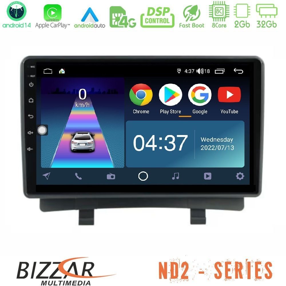 Bizzar ND2 Series 8Core Android14 2+32GB Opel Zafira Navigation Multimedia Tablet 9" Με Carplay & Android Auto