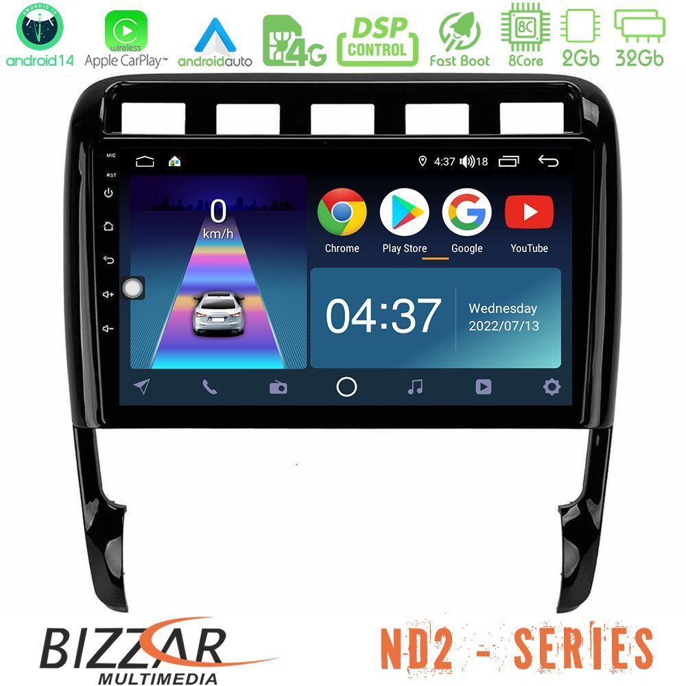 Bizzar ND2 Series 8Core Android14 2+32GB  Porsche Cayenne 2003-2010 Navigation Multimedia Tablet 9" Με Carplay & Android Auto
