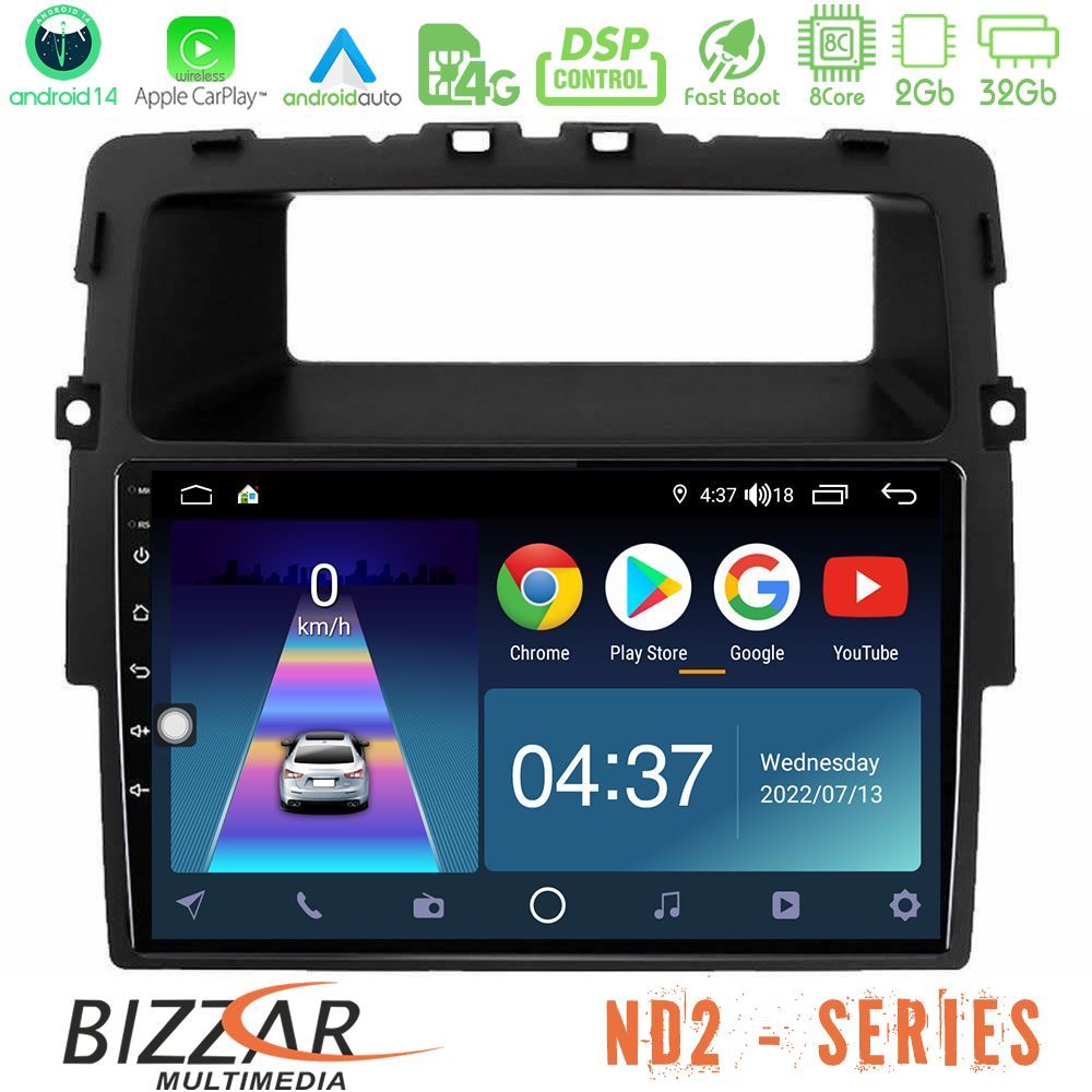 Bizzar ND2 Series 8Core Android14 2+32GB  Renault/Nissan/Opel Navigation Multimedia Tablet 10" Με Carplay & Android Auto