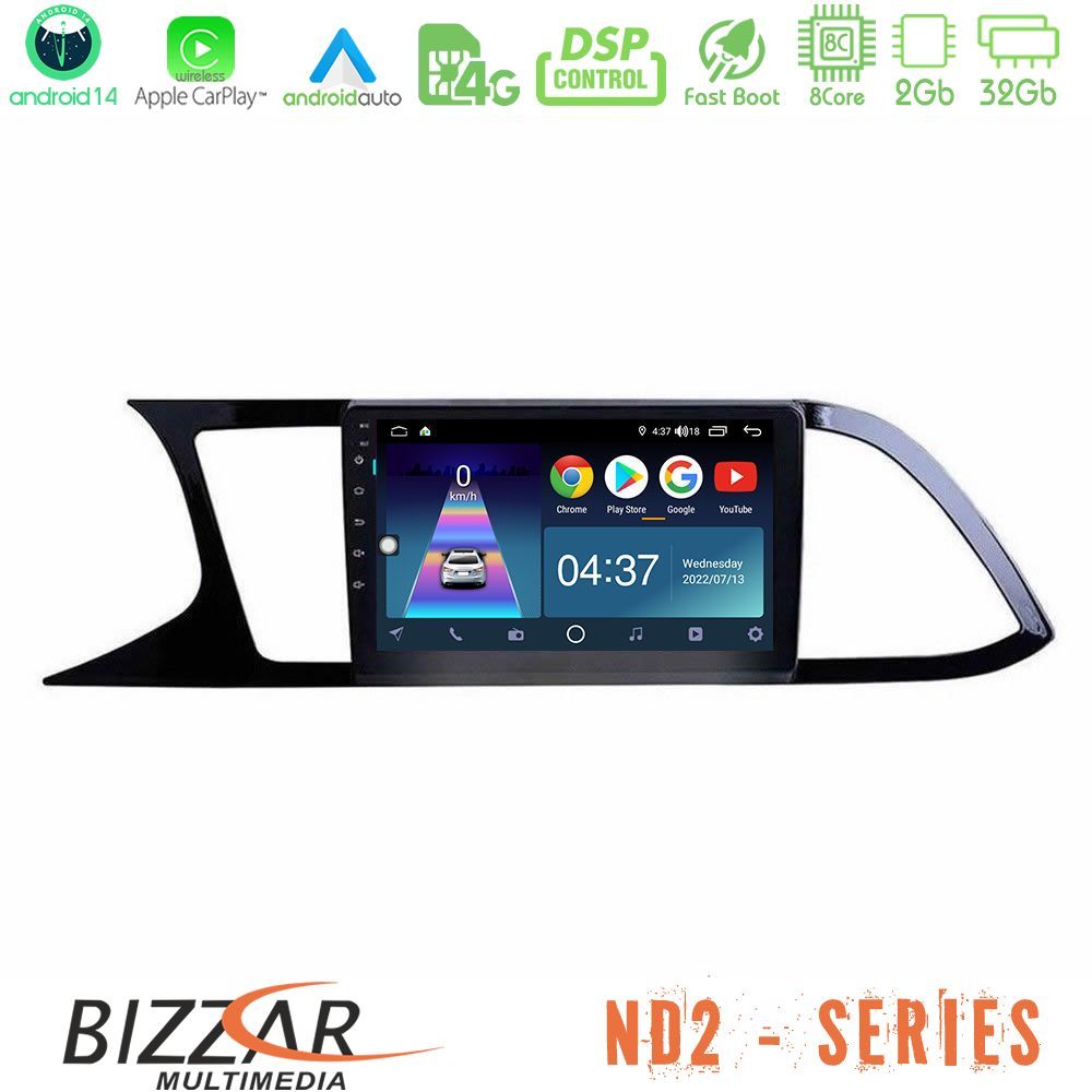 Bizzar ND2 Series 8Core Android14 2+32GB  Seat Leon 2013 – 2019 Navigation Multimedia Tablet 9" Με Carplay & Android Auto