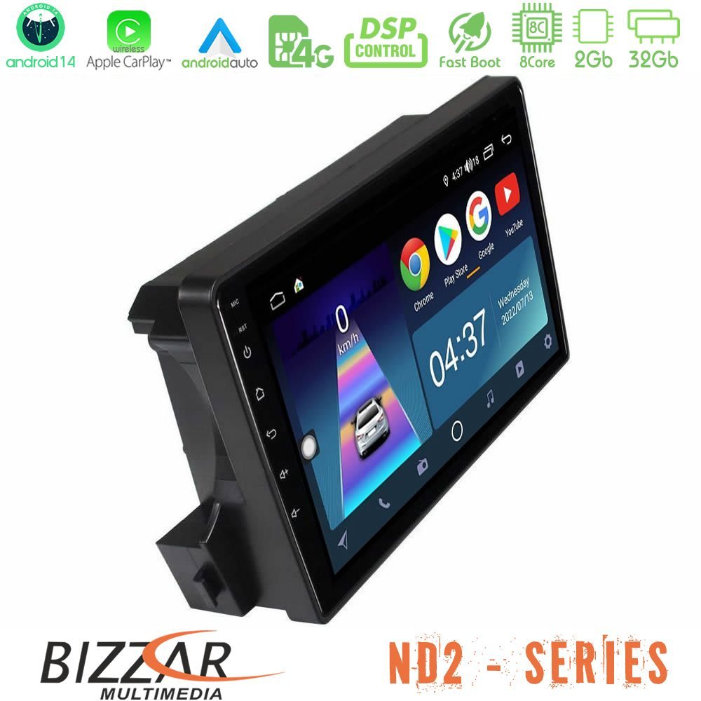 Bizzar ND2 Series 8Core Android14 2+32GB Ssangyong Actyon/Kyron 2005-2014 Navigation Multimedia Tablet 9" Με Carplay & Android Auto