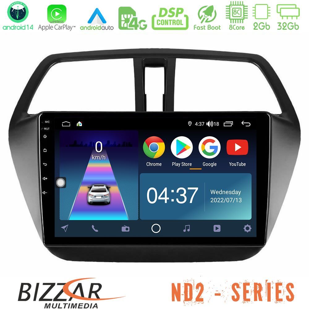 Bizzar ND2 Series 8Core Android14 2+32GB  Suzuki SX4 S-Cross Navigation Multimedia Tablet 9" Με Carplay & Android Auto