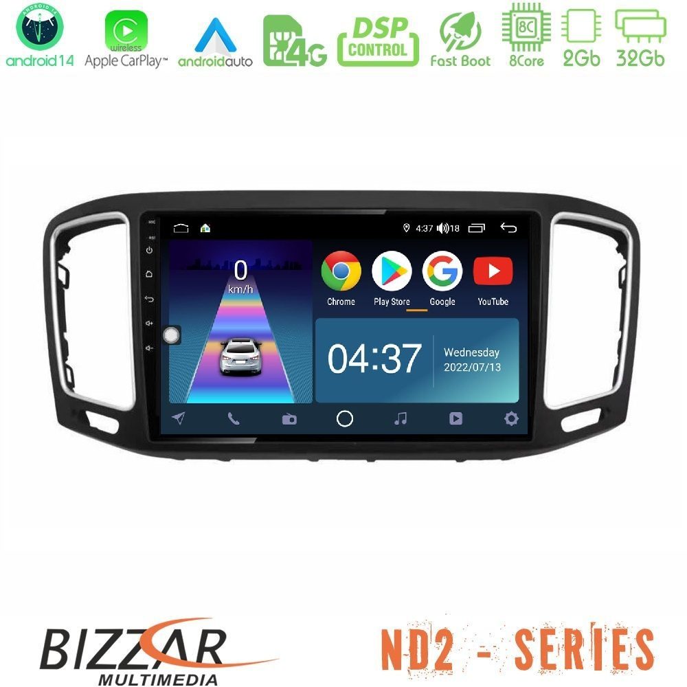 Bizzar ND2 Series 8Core Android14 2+32GB VW Sharan 2015-2023 Navigation Multimedia Tablet 9" Με Carplay & Android Auto