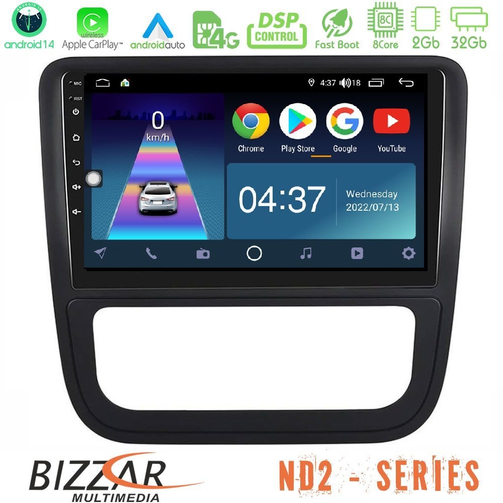 Bizzar ND2 Series 8Core Android14 2+32GB VW Scirocco 2008-2014 Navigation Multimedia Tablet 9" Με Carplay & Android Auto