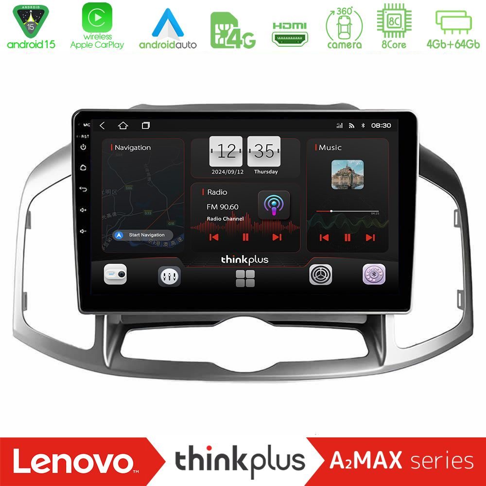 Lenovo Thinkplus A2MAX Series 8Core Android15 4+64GB  Chevrolet Captiva 2012-2016 Navigation Multimedia Tablet 9"
