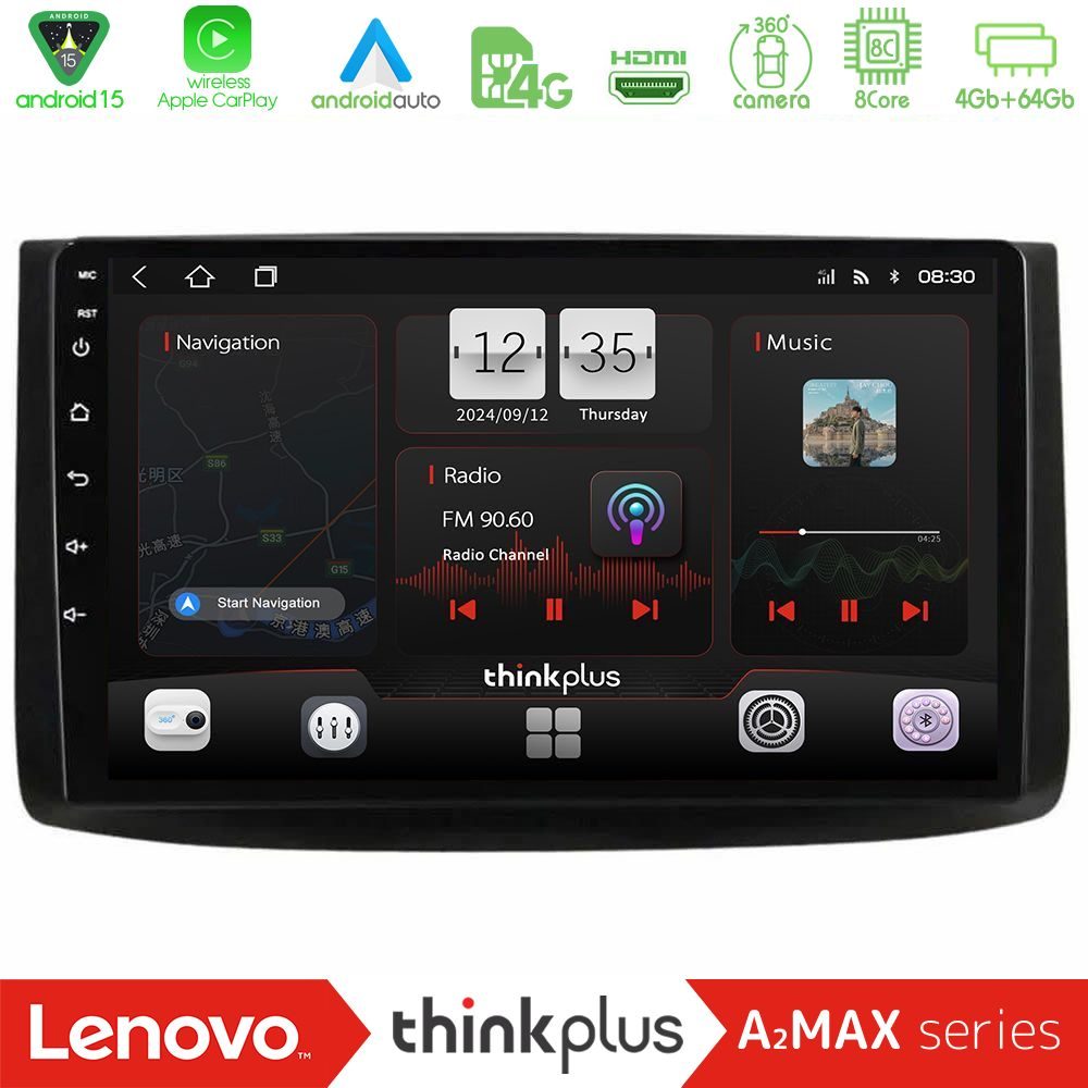 Lenovo Thinkplus A2MAX Series 8Core Android15 4+64GB Chevrolet Aveo 2006-2010 Navigation Multimedia Tablet 9"