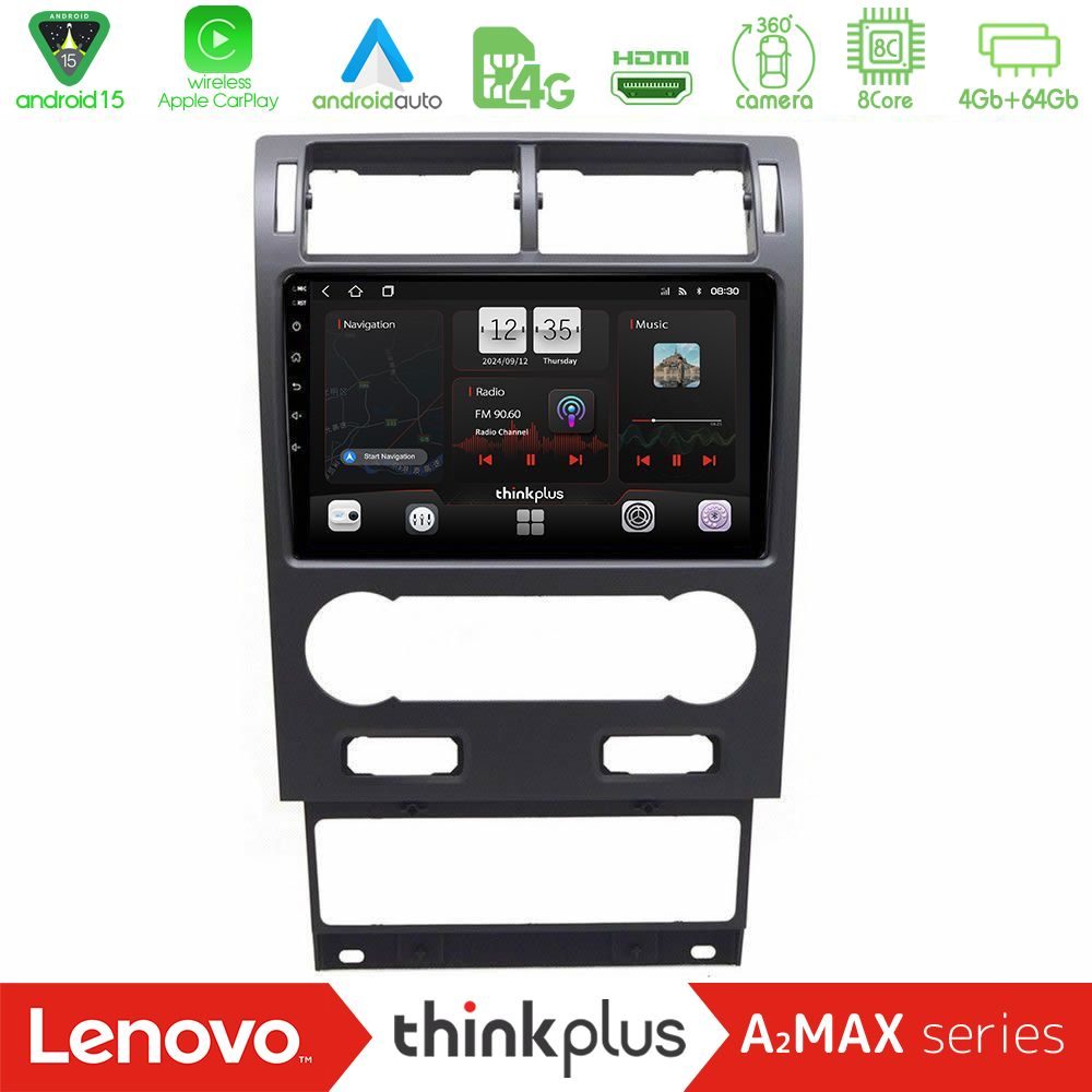 Lenovo Thinkplus A2MAX Series 8Core Android15 4+64GB Ford Mondeo 2004-2007 Navigation Multimedia Tablet 9"