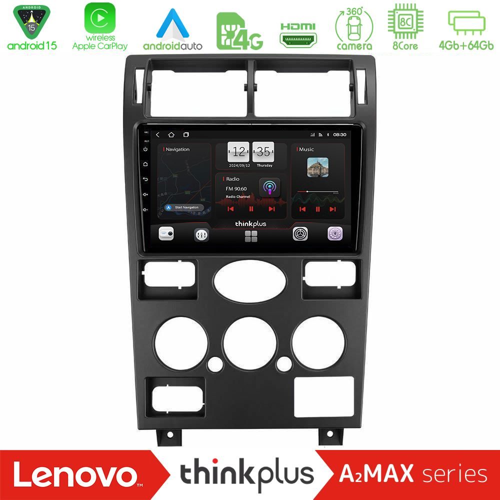 Lenovo Thinkplus A2MAX Series 8Core Android15 4+64GB Ford Mondeo 2001-2004 Navigation Multimedia Tablet 9"