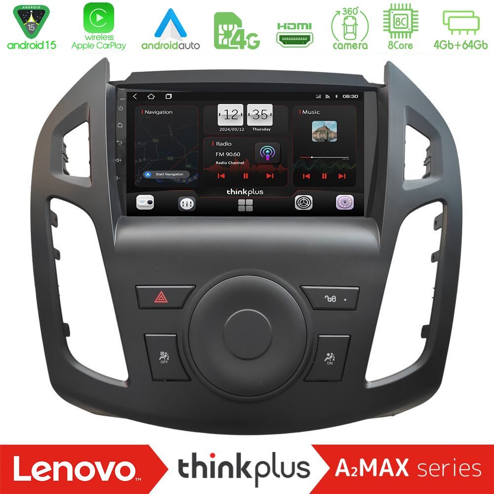 Lenovo Thinkplus A2MAX Series 8Core Android15 4+64GB Ford Transit Connect 2013-2018 Navigation Multimedia Tablet 9"