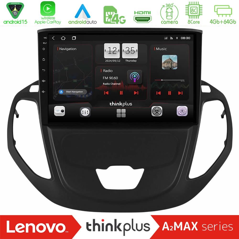 Lenovo Thinkplus A2MAX Series 8Core Android15 4+64GB Ford Courier 2015-2023 Navigation Multimedia Tablet 9"