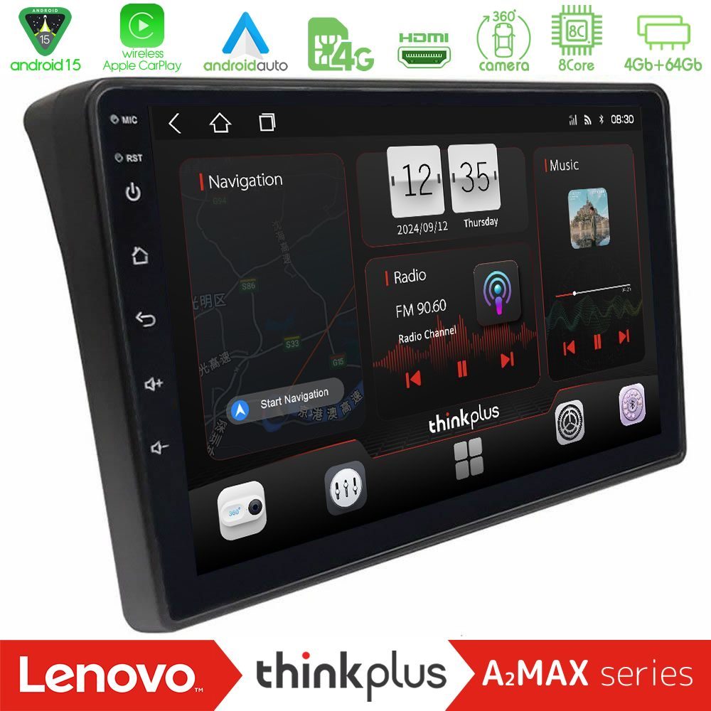 Lenovo Thinkplus A2MAX Series 8Core Android15 4+64GB  Fiat Ducato/Citroen Jumper/Peugeot Boxer Navigation Multimedia Tablet 9"