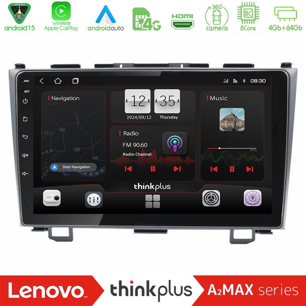 Lenovo Thinkplus A2MAX Series 8Core Android15 4+64GB  Honda CRV Navigation Multimedia Tablet 9"