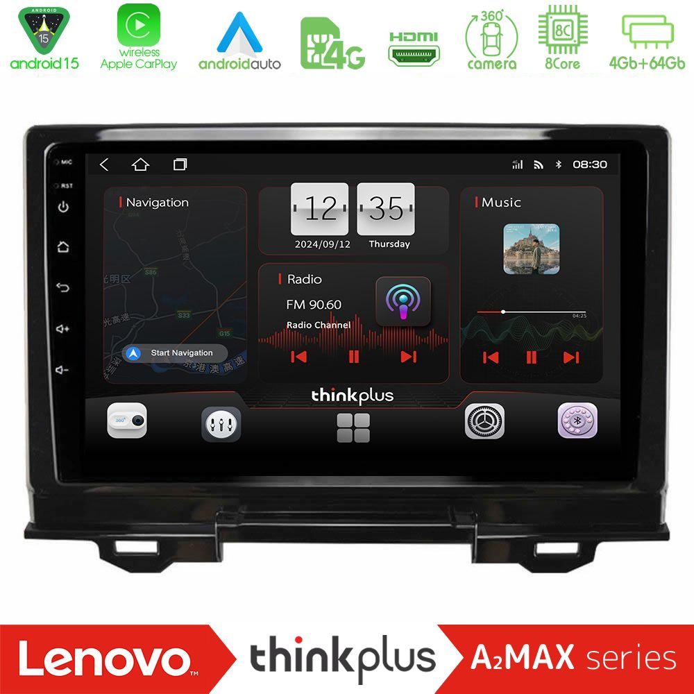 Lenovo Thinkplus A2MAX Series 8Core Android15 4+64GB  Honda HR-V 2021-> Navigation Multimedia Tablet 9"