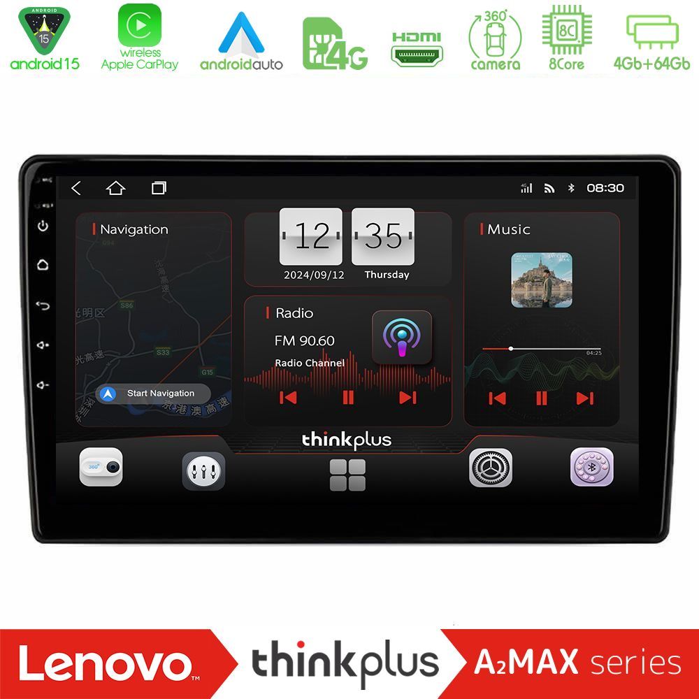 Lenovo Thinkplus A2MAX Series 8Core Android15 4+64GB Hyundai H1 2009-2015 Navigation Multimedia Tablet 9"