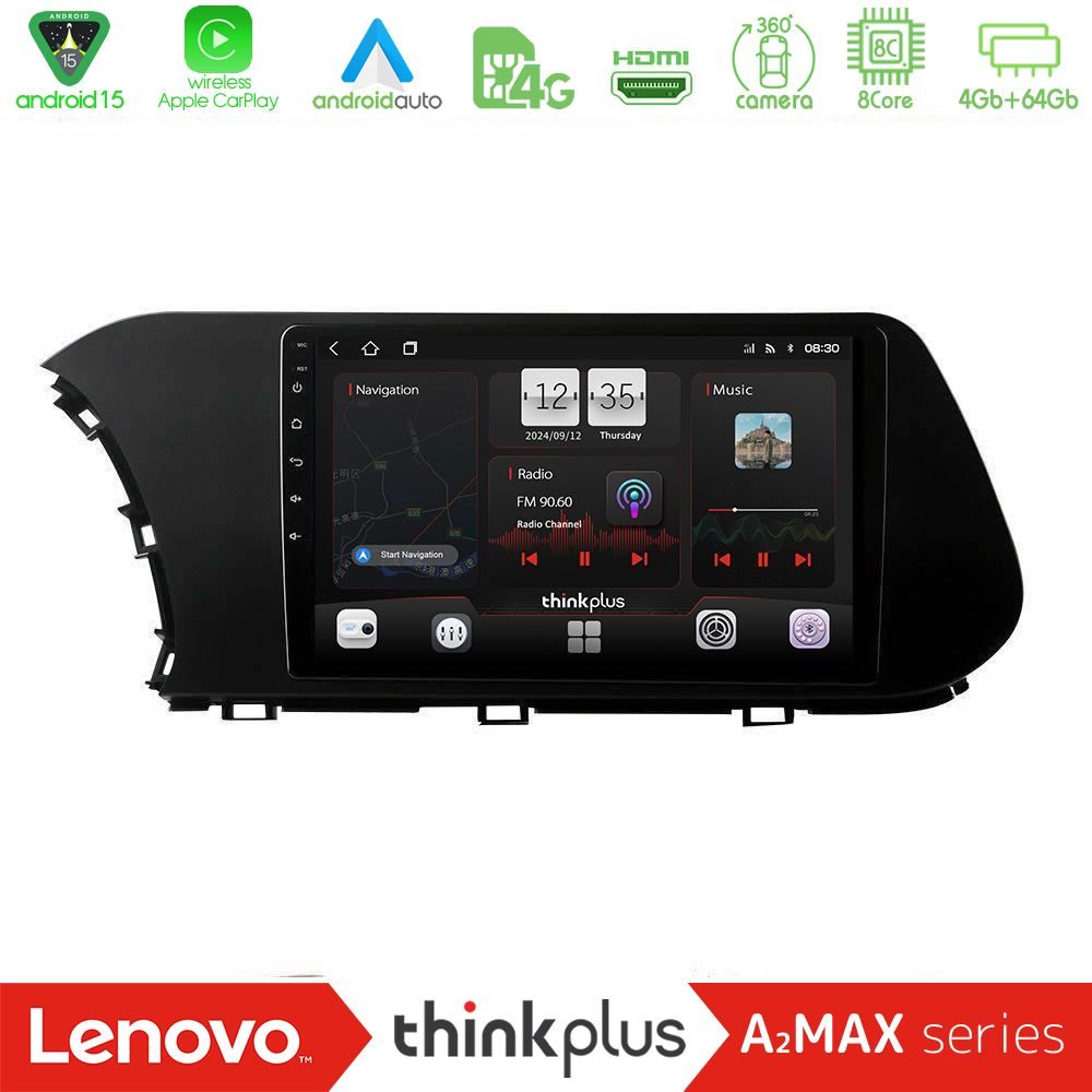 Lenovo Thinkplus A2MAX Series 8Core Android15 4+64GB Hyundai i20 2021-2023 Navigation Multimedia Tablet 10"