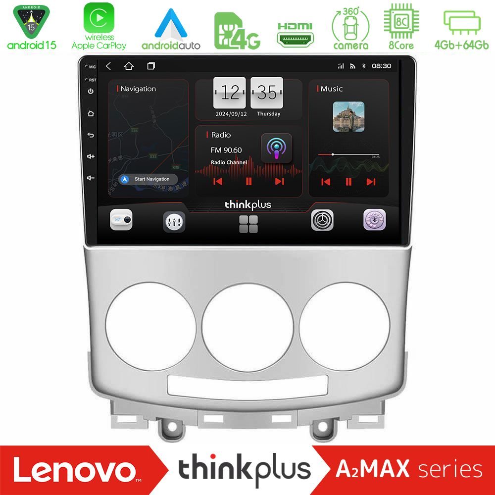 Lenovo Thinkplus A2MAX Series 8Core Android15 4+64GB  Mazda 5 2004-2010 Navigation Multimedia Tablet 9"