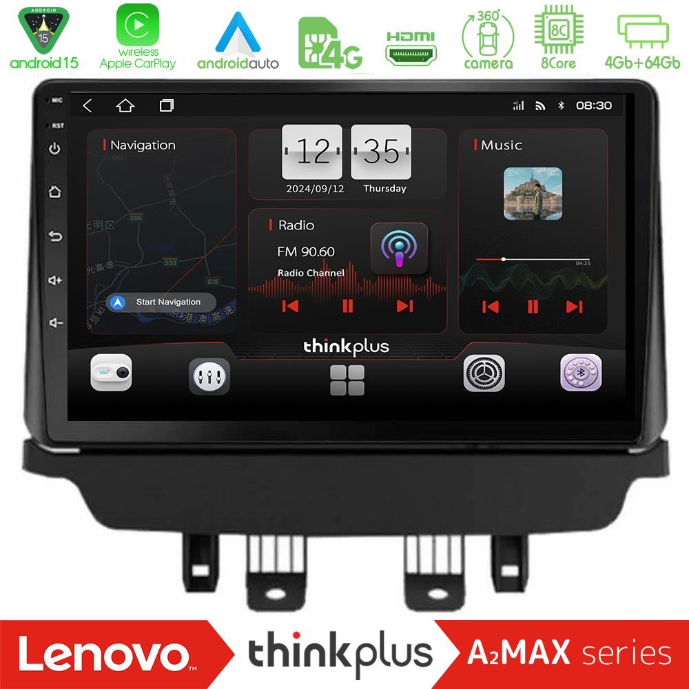 Lenovo Thinkplus A2MAX Series 8Core Android15 4+64GB Mazda 2 2014-2021 Navigation Multimedia Tablet 9"