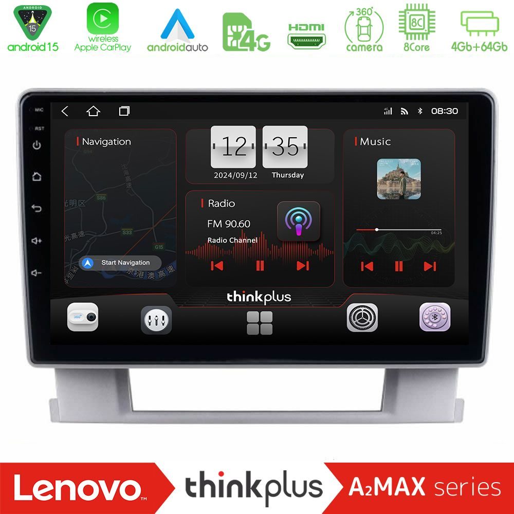 Lenovo Thinkplus A2MAX Series 8Core Android15 4+64GB  Opel Astra J 2010-2014 Navigation Multimedia Tablet 9"