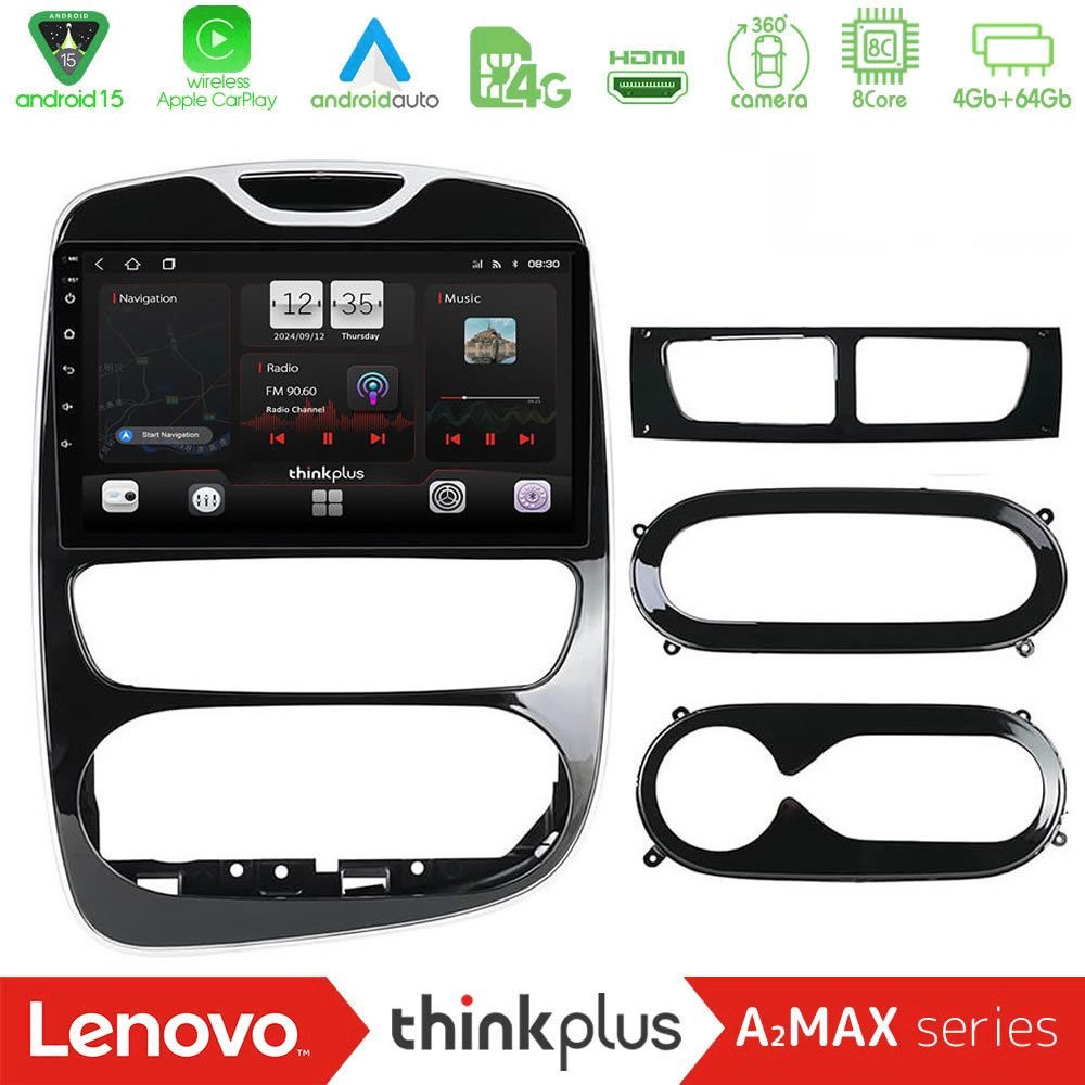 Lenovo Thinkplus A2MAX Series 8Core Android15 4+64GB Renault Clio 2012-2019 Navigation Multimedia Tablet 9"