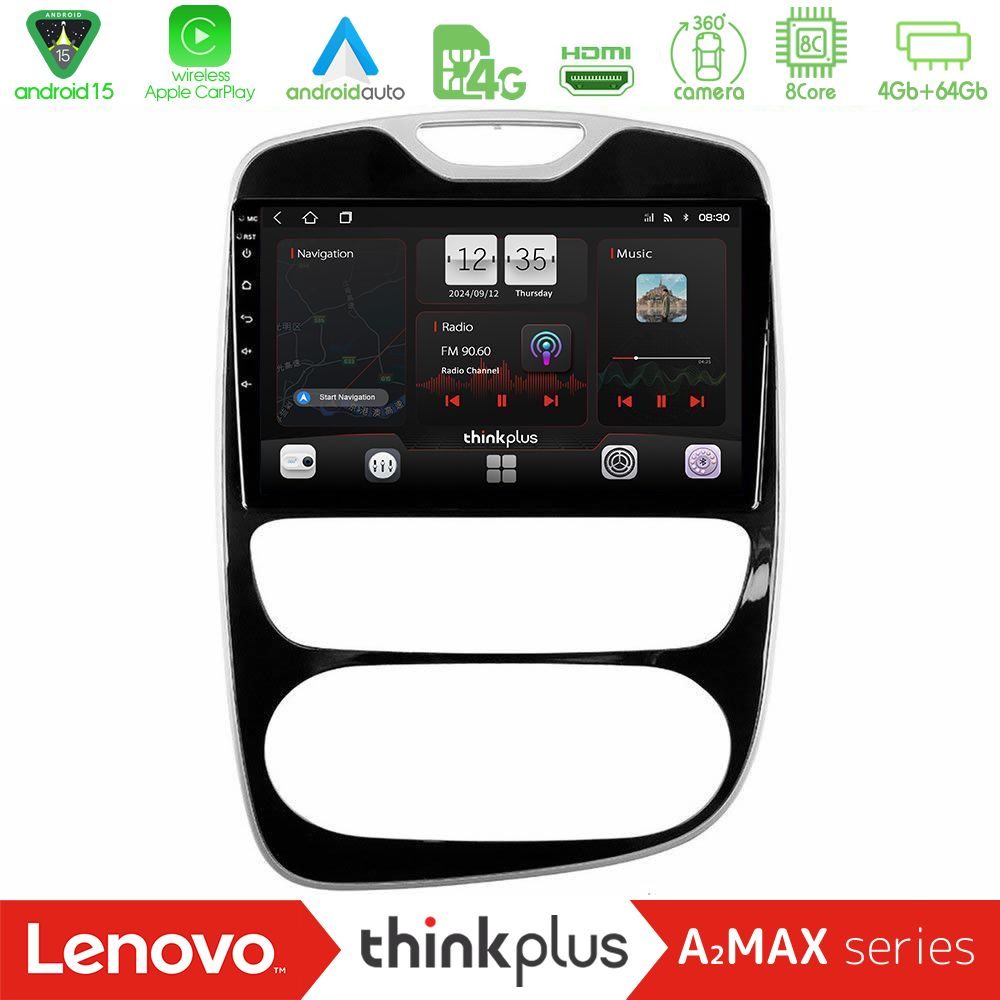 Lenovo Thinkplus A2MAX Series 8Core Android15 4+64GB  Renault Clio 2016-2019 Navigation Multimedia Tablet 10"