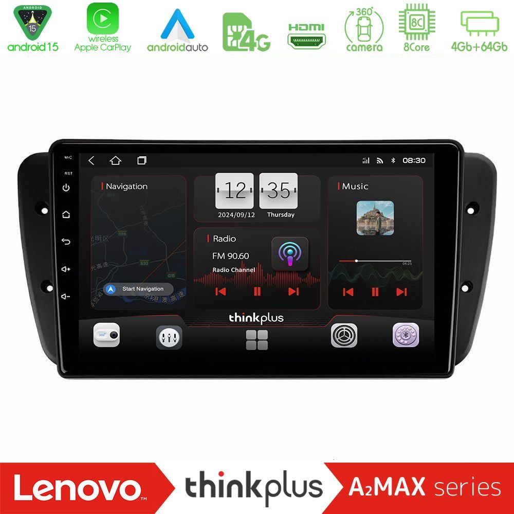 Lenovo Thinkplus A2MAX Series 8Core Android15 4+64GB Seat Ibiza 2008-2012 Navigation Multimedia Tablet 9"