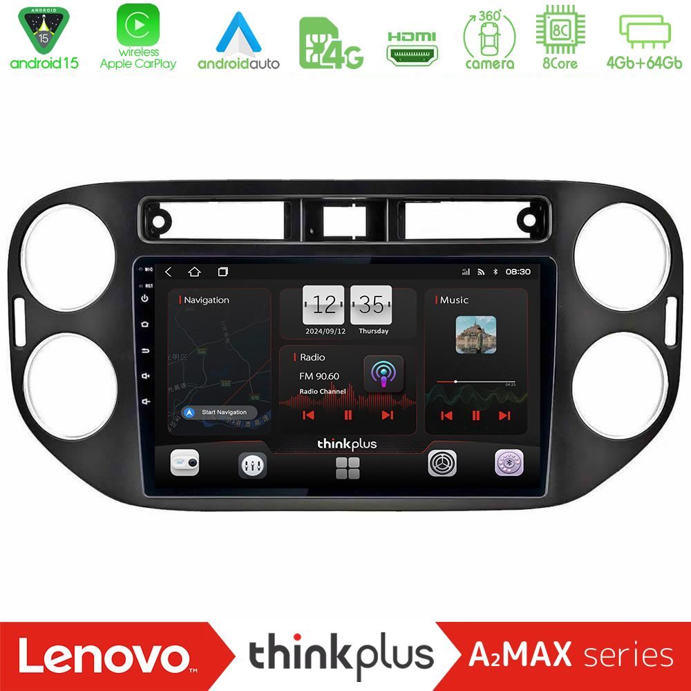 Lenovo Thinkplus A2MAX Series 8Core Android15 4+64GB  VW Tiguan Navigation Multimedia Tablet 9" (23mm alarm button)