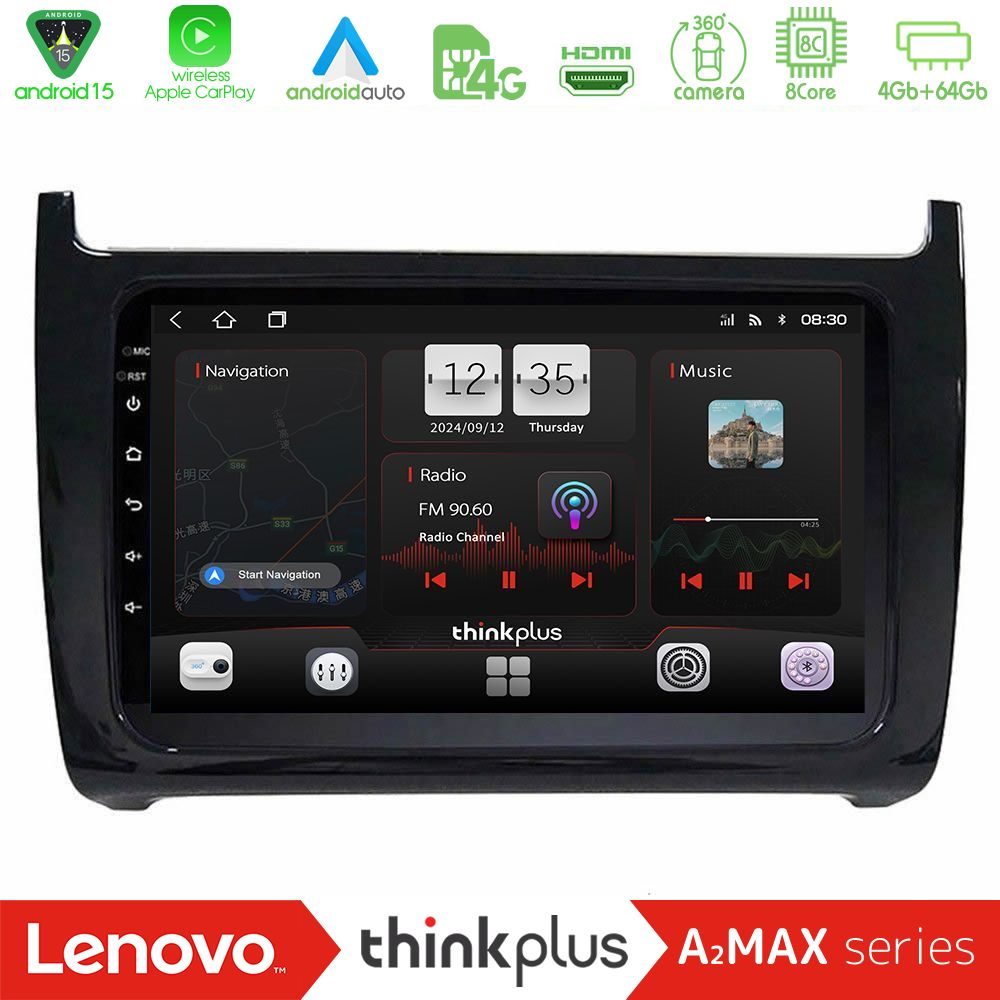 Lenovo Thinkplus A2MAX Series 8Core Android15 4+64GB Vw Polo Navigation Multimedia Tablet 9"